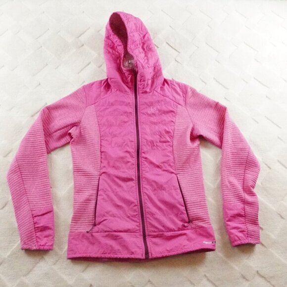 Salomon Quilted Puffer Jacket Womens Small Full Zip Hooded - Picture 1 of 11